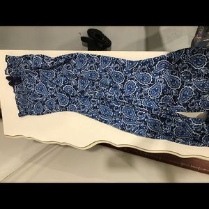 Flowy blue and white print pants